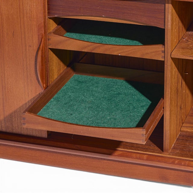 Johannes Andersen for Uldum Mid Century Danish Teak Tambour Door Credenza With Hutch For Sale - Image 10 of 12