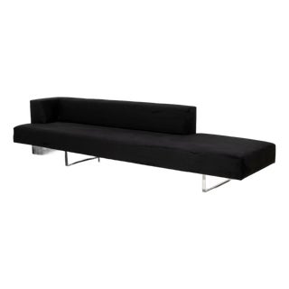 Vladimir Kagan "Omnibus" Black Suede Upholstered Sofa For Sale