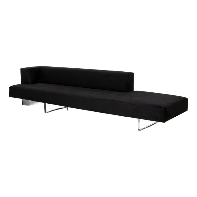 Vladimir Kagan "Omnibus" Black Suede Upholstered Sofa For Sale