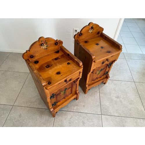 Brown Antique Rustic Bedside Tables in Natural Pine, 1890s, Set of 2 For Sale - Image 8 of 10