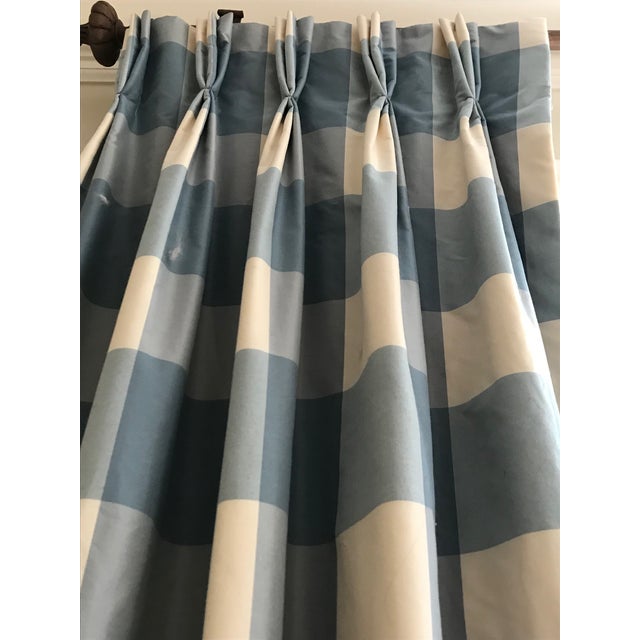 Custom Silk Linen Blend Buffalo Check Drapes A Pair Chairish