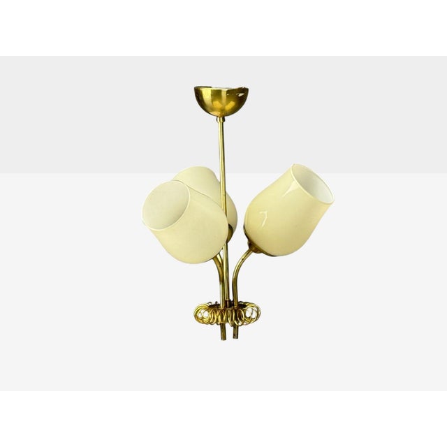 Itsu, Finnish Modern, Pendant Light, Opal Glass, Finland, 1940s For Sale - Image 12 of 12