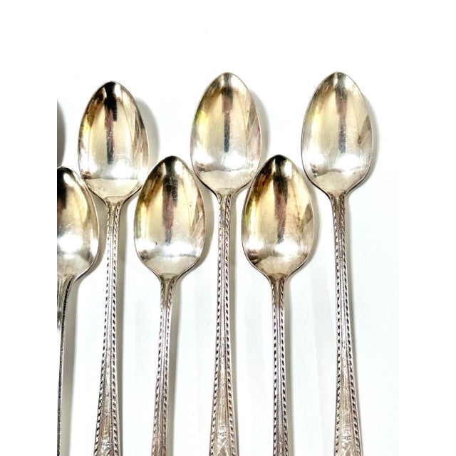 Metal Vintage Silverplate Long Handle Iced Tea Spoons – Set of 13 For Sale - Image 7 of 10