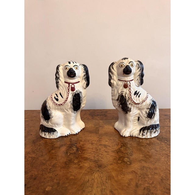 Antique Victorian Staffordshire Dogs, 1880, Set of 2 For Sale - Image 4 of 7