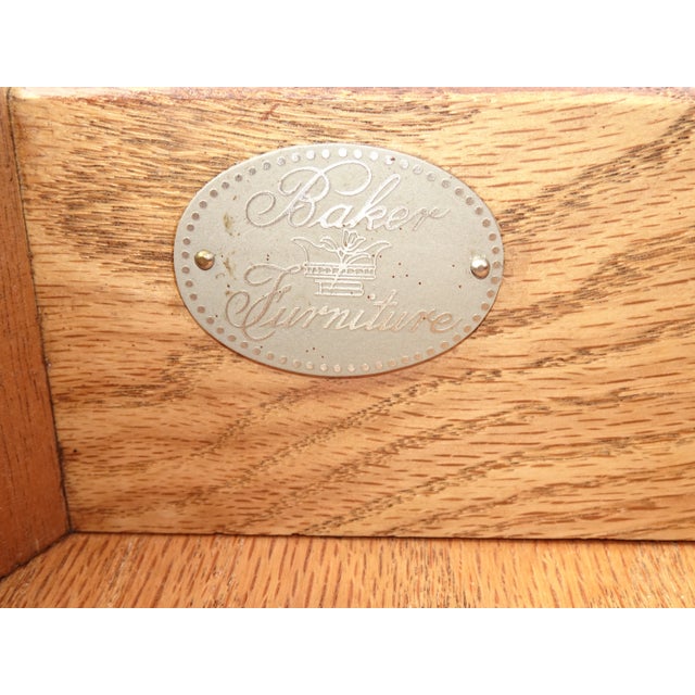 Vintage French country side table mahogany color by Baker Furniture Co. Gorgeous side in great vintage condition. Solid...