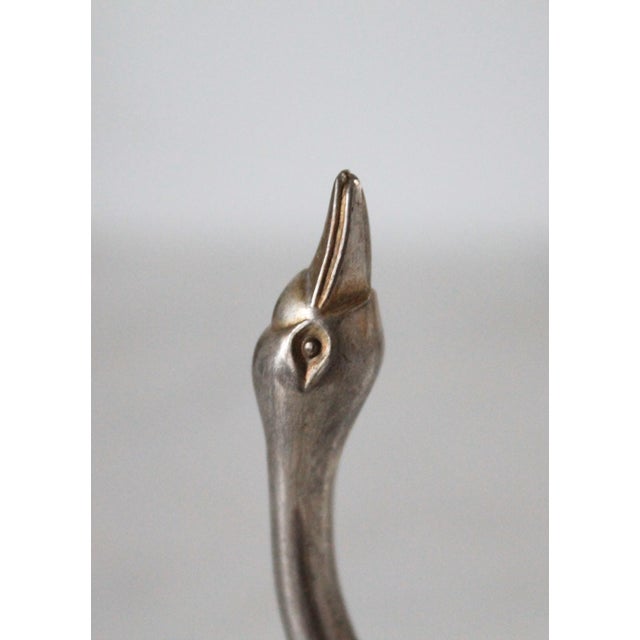Silver Vintage Silver-Plated Metal Swan Ring Holder and Trinket Dish For Sale - Image 8 of 8