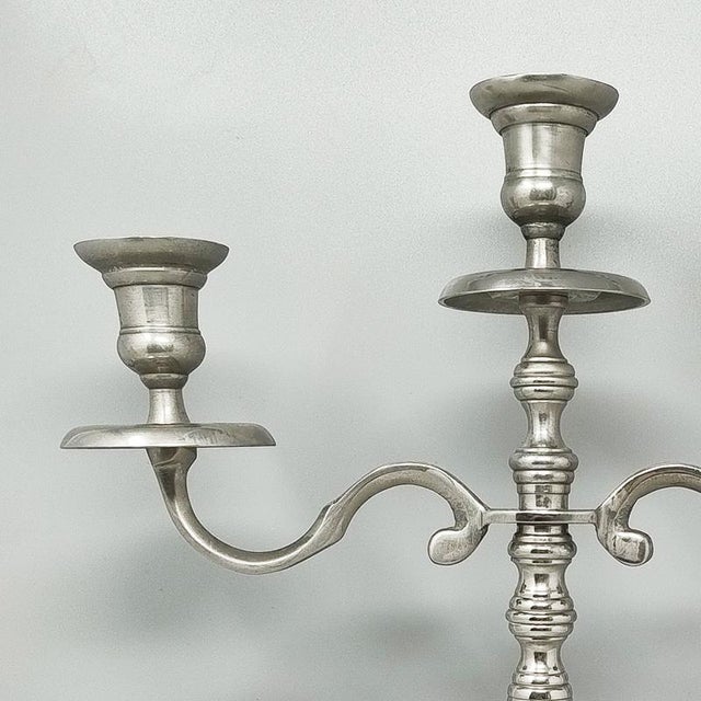 Handmade 3-Candle Candelabra in Stainless Steel For Sale - Image 4 of 9