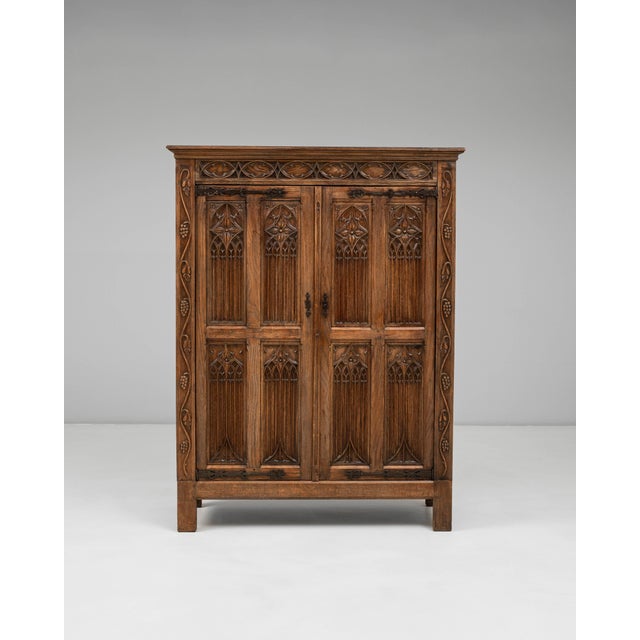 1920s 1920s French Gothic Oak Cabinet in Original Patina For Sale - Image 5 of 18