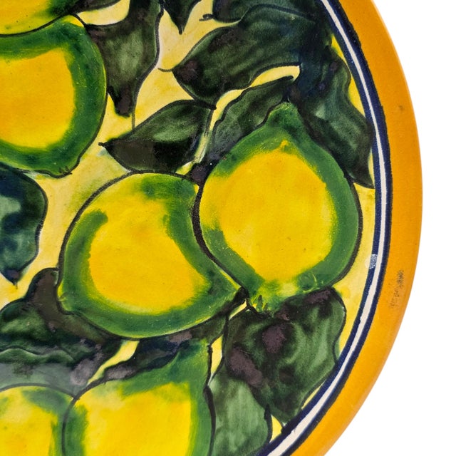 Late 20th Century Mexican Talavera Hand-Painted Lemon Plate, Terra Cotta 10.25" For Sale - Image 5 of 11