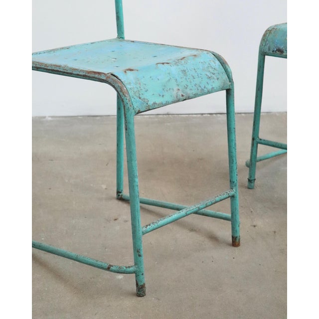 1940s Vintage Belgian Industrial Metal Chairs - Set of Four For Sale - Image 5 of 6