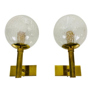 Hillebrand Brass and Glass Wall Lamps, Germany, 1960s - a Pair For Sale