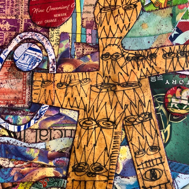 Original collage & ink drawing done with vintage papers 5.75 x 8.25 unframed