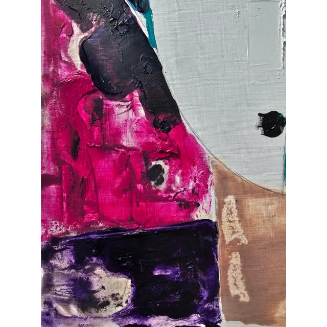 Purple Shadow Box Framed Original Oil Painting Female Portrait / Pablo Picasso For Sale - Image 8 of 13