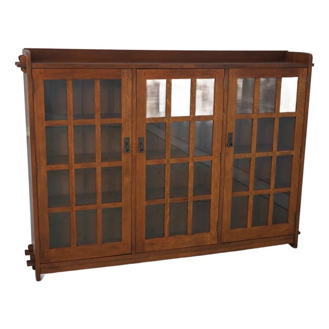 Stickley Mission Oak 3 Door Bookcase For Sale