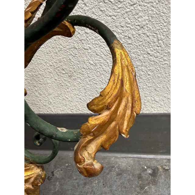 Wood Mid 20th Century Italian Gilt Metal Laurel Wreath Candelabra Sconces, Pair For Sale - Image 7 of 12