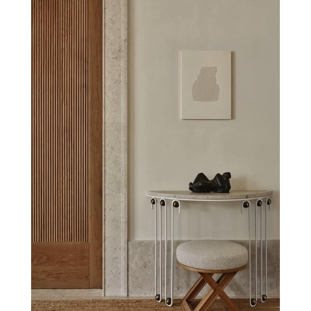 "Forms 45", 2026. Acrylic on canvas, 15.7"x21.6" Abstract textured beige form on light beige background. Small format...