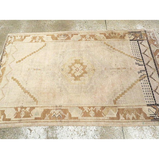 Mid 20th Century Galerie Shabab Collection Mid-20th Century Turkish Oushak Accent Rug For Sale - Image 5 of 6