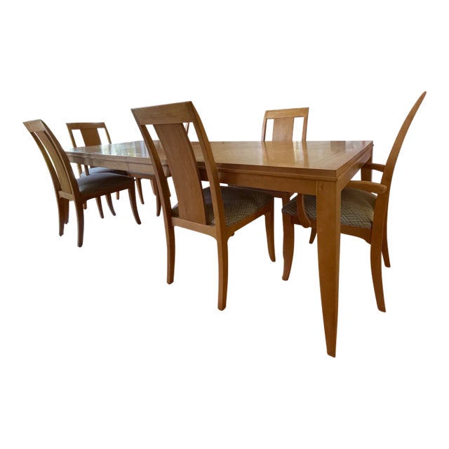 Ethan Allen Contemporary Maple Wood Dining Set For Sale