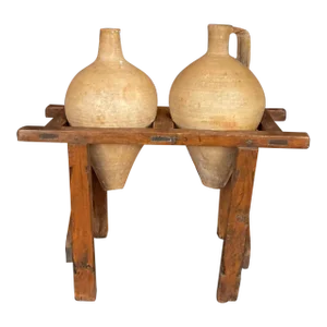 Late 19th Century Mediterranean Olive Jugs on Stand- a Pair