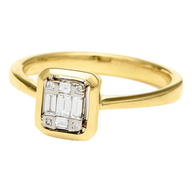 18KYW Simon G. Multi Diamond(0.17) Square Ring, size 6.5 For Sale