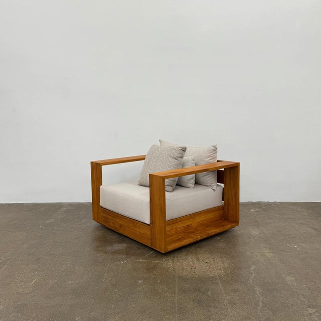 2020s Harbour Hayman Teak Swivel Lounge Armchair For Sale - Image 5 of 8