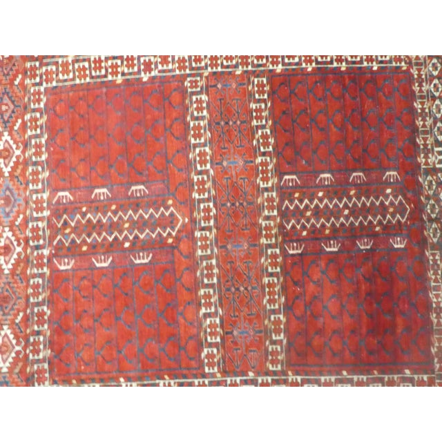 Red Antique Turkoman Tribal Rug For Sale - Image 8 of 10