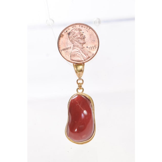 Contemporary Coral Pendant W 21k Gold Trim & Bail For Sale - Image 3 of 8