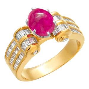 Gia Certified No-Heat Burma Ruby and Diamond 14 Karat Yellow Ring Size 8.25