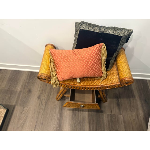 Mid-Century Modern Vintage Bamboo/Rattan Lounge Chair With Pillows For Sale - Image 3 of 5