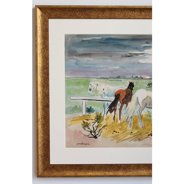 Modern Yves Brayer, Guardians with Horses in the Camargue, 1950s, Gouache on Paper For Sale - Image 3 of 18