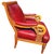 Ruby Red Empire and William IV Periods Inspired Vintage Red Leather Armchair & Ottoman For Sale - Image 8 of 12