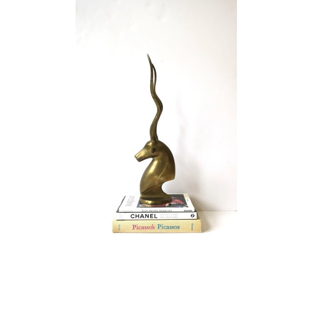 Brass Gazelle Antelope Animal Sculpture Decorative Object, Tall For Sale - Image 4 of 13