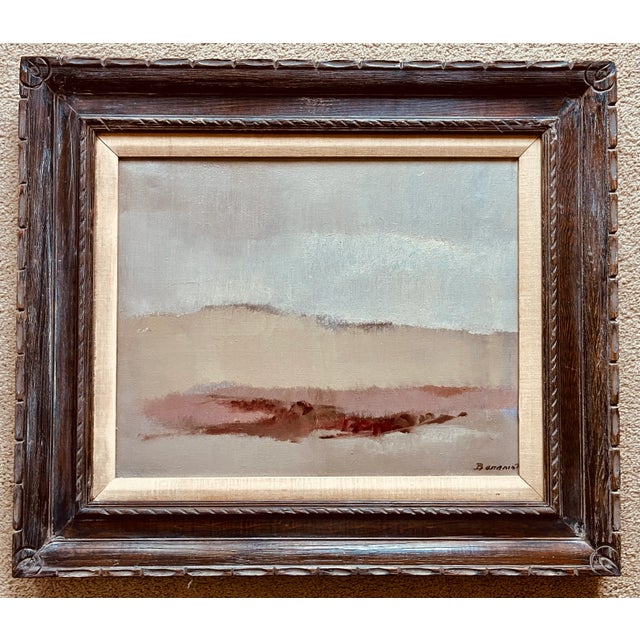 This fabulous original pin on canvas Abstract landscape is signed by the artist, Robert Baranet, and framed in an...