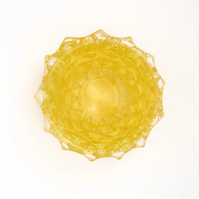 Glass Yellow Murano Glass Rostrate Bowl For Sale - Image 7 of 10
