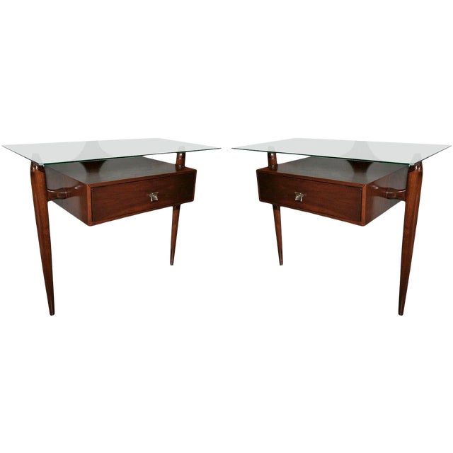 Scapinelli Glass Top Nightstands A Pair Chairish