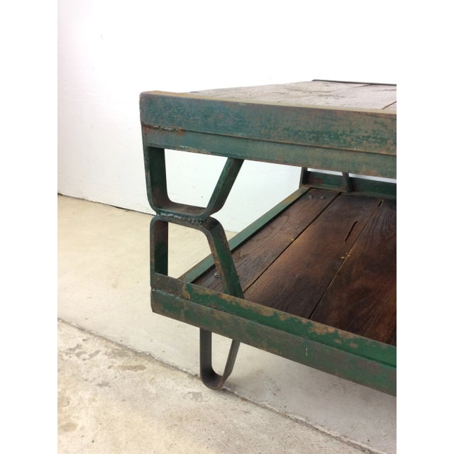 Brown Mid Century Two Tier Industrial Cart Coffee Table For Sale - Image 8 of 12