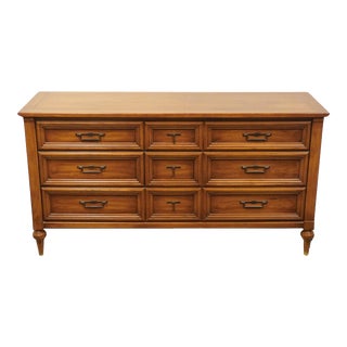 White of Mebane Italian Mediterranean Style 62" Triple Dresser 2700-4 in Butternut Finish For Sale