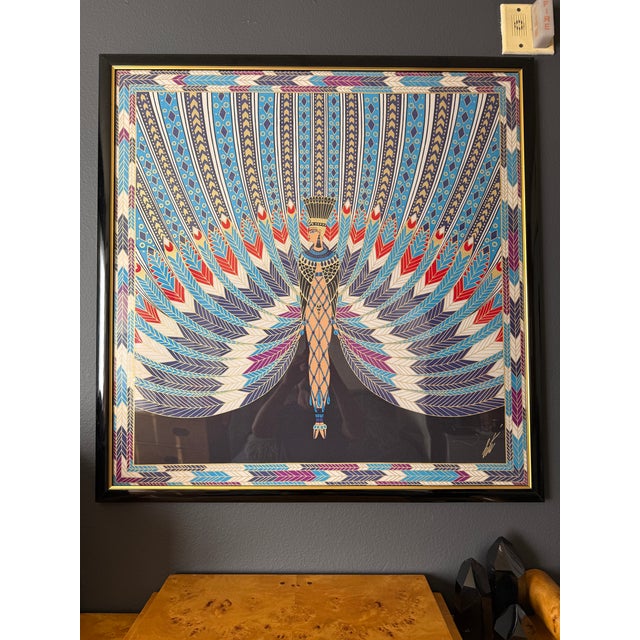 ERTE screen print depicting Egyptian goddess in the art deco style.