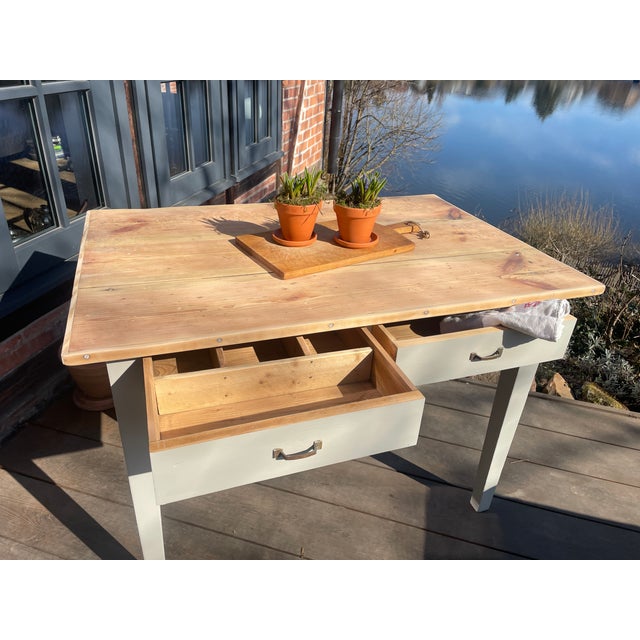 Wood Antique Table in Fir, 1890s For Sale - Image 7 of 15