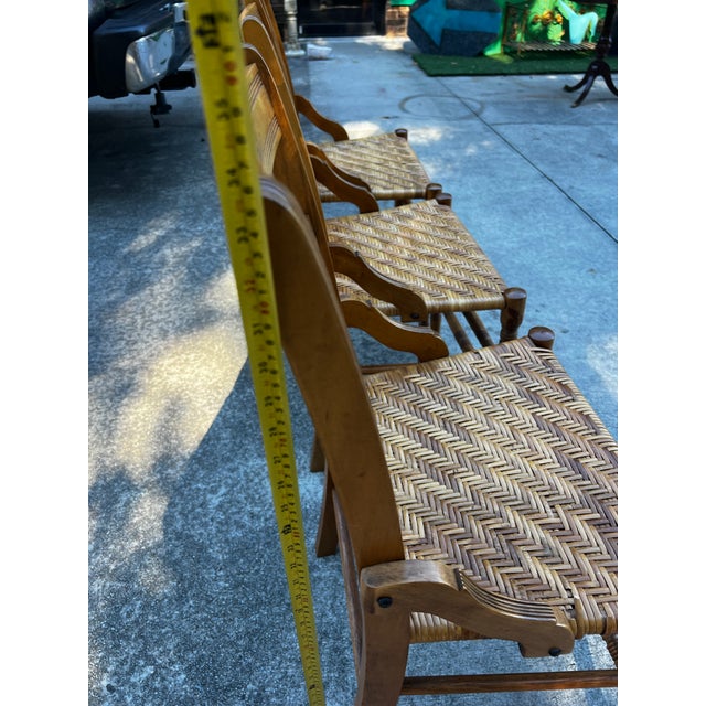 1970s Collection of Short Wooden Ladder Back Chairs- Set of 3 For Sale - Image 4 of 11