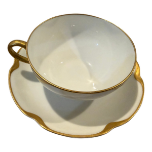 1930s Haviland Limoges "Silver Anniversary" Porcelain Teacup and Saucer