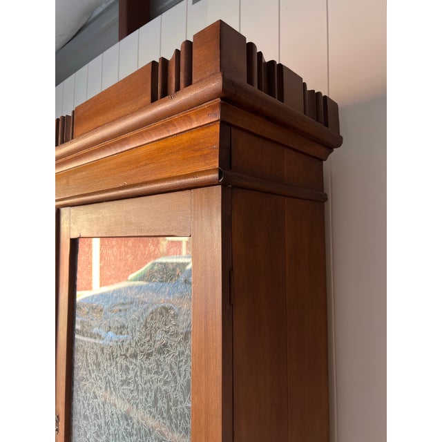 Chocolate Antique Secretary Desk Hutch Curio Display Cabinet Bookshelf Pantry Cupboard For Sale - Image 8 of 12