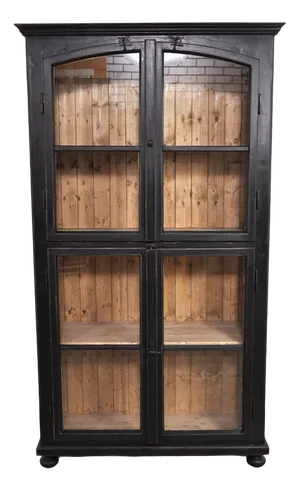 Wooden Display Cabinet in Black, 1940s