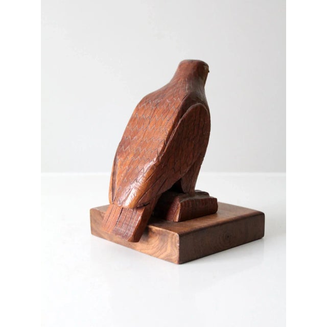 Farmhouse Vintage Hand Carved Wood Eagle Statue. For Sale - Image 3 of 12