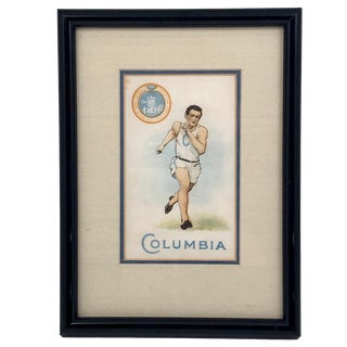 1910 Framed Columbia University Track Athlete Murad Tobacco Silk, Framed For Sale