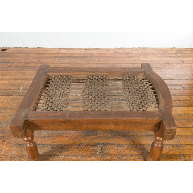 Antique Indian Arched Window Grate Made into a Coffee Table with Baluster Legs For Sale - Image 10 of 13