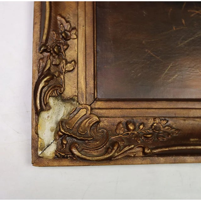 Brown Antique 19th-Century British Oil Painting, “Three Dogs” For Sale - Image 8 of 11