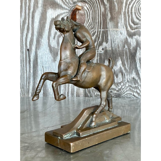 Brass Vintage Boho Brass Horse and Rider For Sale - Image 8 of 10
