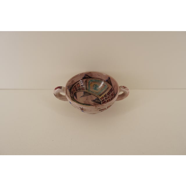 Vintage Hand-Painted Studio Pottery Loving Cup Bowl For Sale - Image 10 of 11