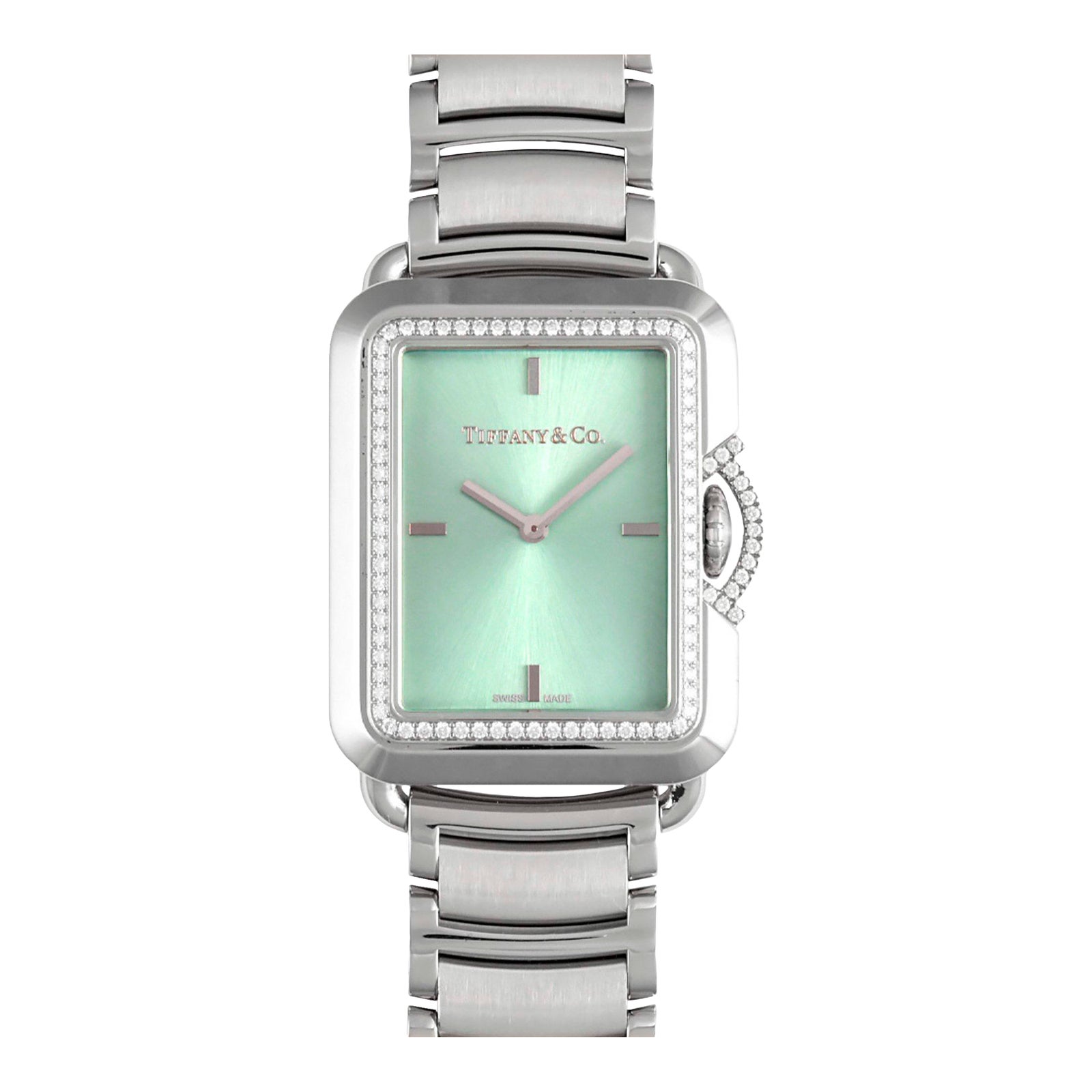 Tiffany & Co T Smile Diamond Bezel Rectangle Ss Women's Watch Quartz ...